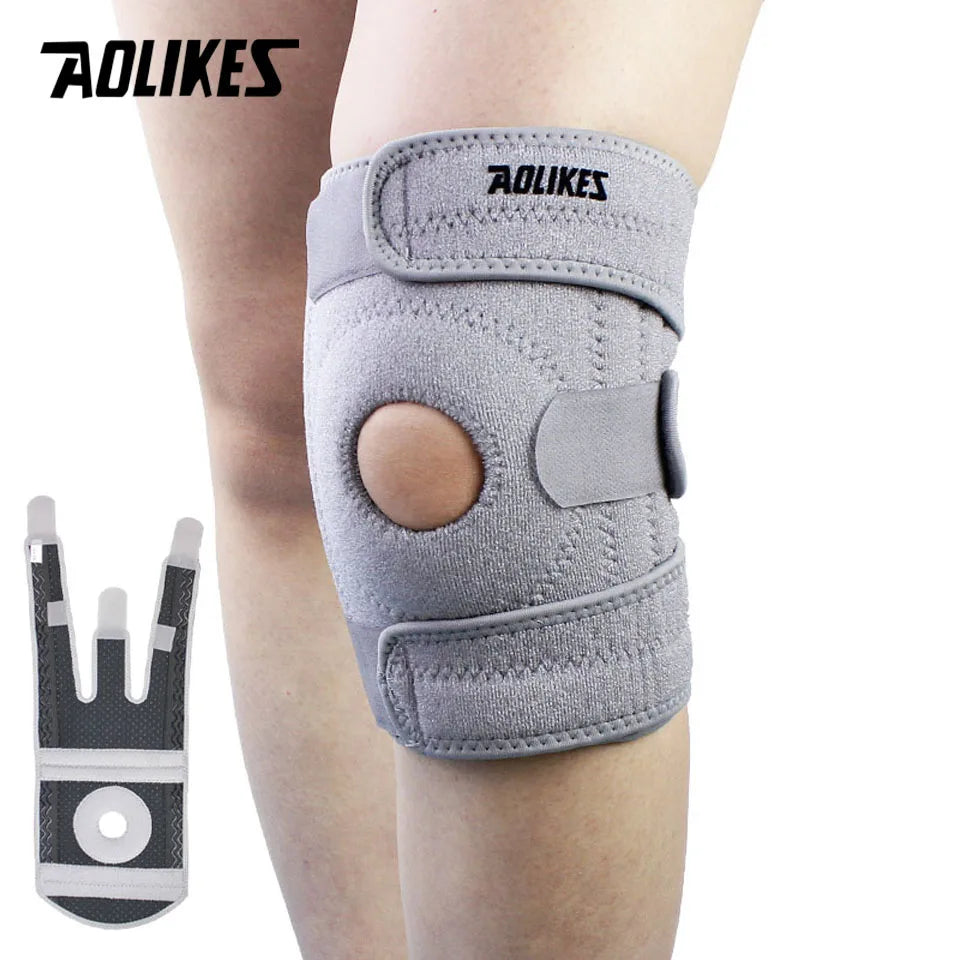 AOLIKES 1PCS New Knee Brace with Side Stabilizers - Adjustable Knee Support with Patella Gel Pad, Knee Wraps for Men & Women
