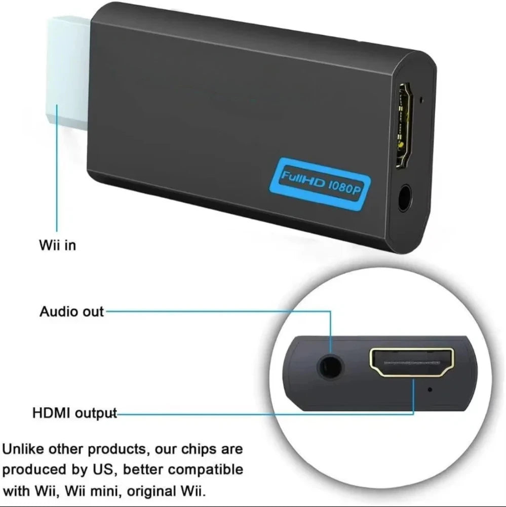 Wii to HDMI Adapter with 3.5 mm Audio Output