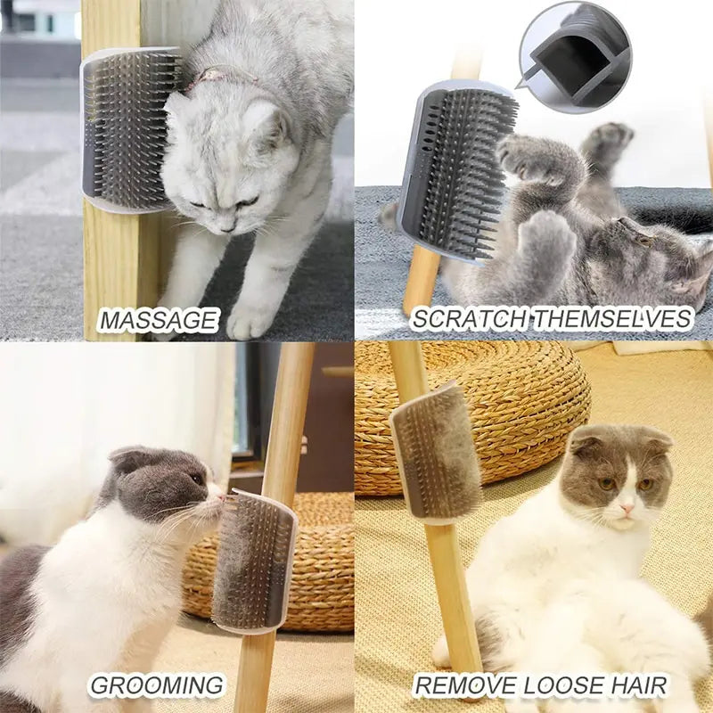 Cat Corner Massage Brush – Self-Grooming Scratcher & Hair Removal Comb