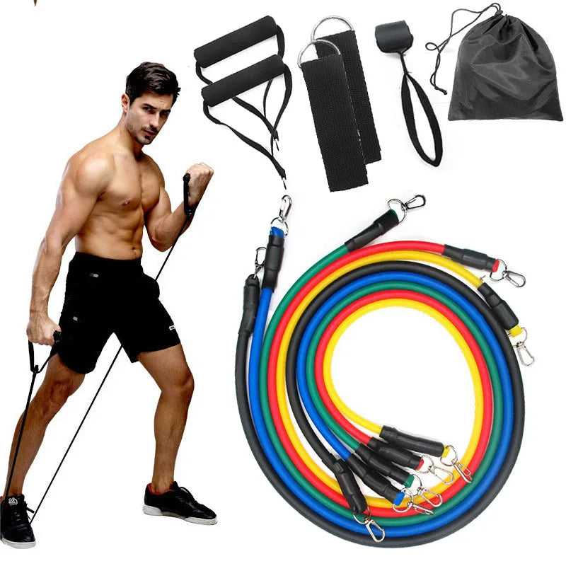 11pcs TPE Resistance Bands Set, Resistance Bands With Door Anchor, Handles, Carry Bag, Legs Ankle Straps, Exercise Bands, Workou