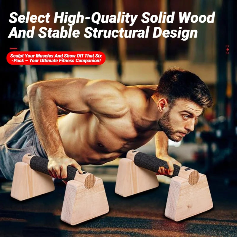 Wooden Push‑up Bar Stands 1Pair Push Ups Rack Handstand Parallel Rod Body Building Home Gym Fitness Training Equipment