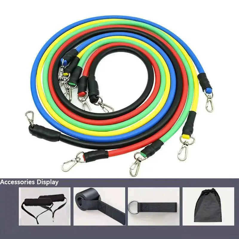 11pcs TPE Resistance Bands Set, Resistance Bands With Door Anchor, Handles, Carry Bag, Legs Ankle Straps, Exercise Bands, Workou