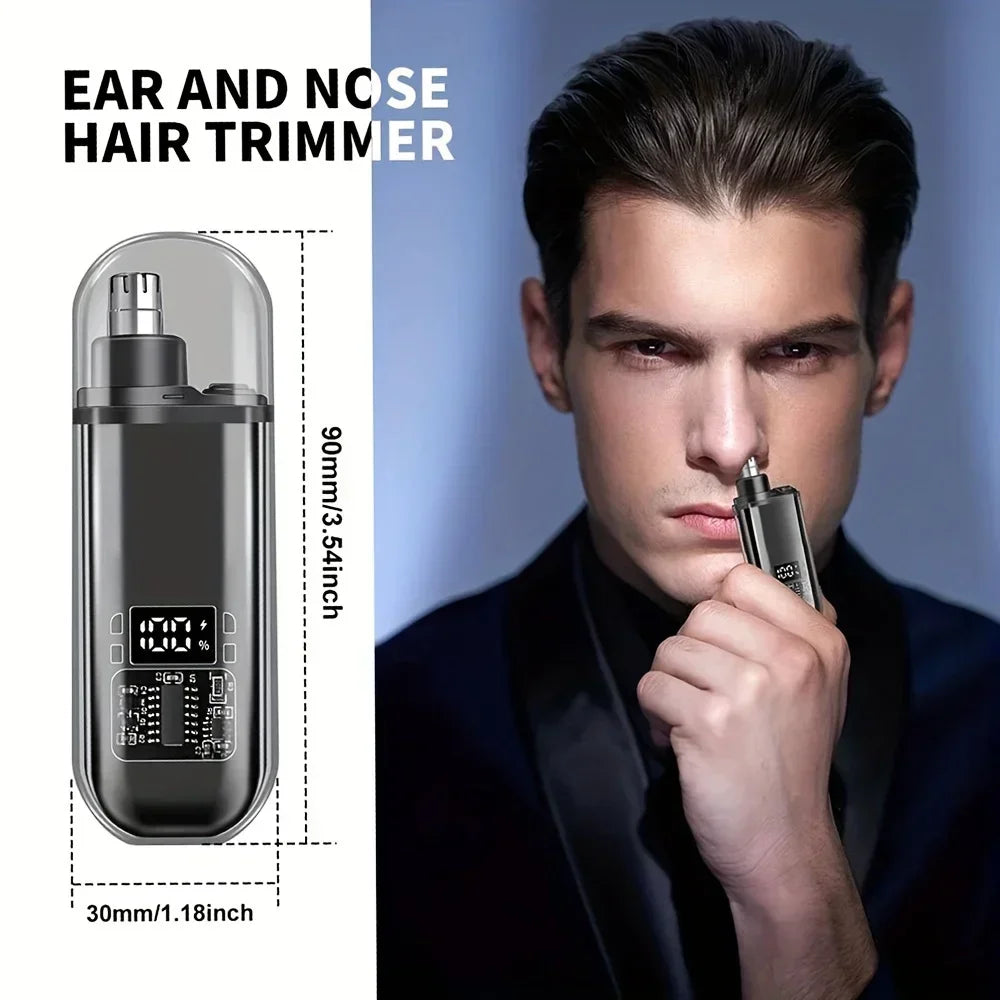 Nose & Ear Hair Trimmer for Men – USB-C Rechargeable Grooming Kit