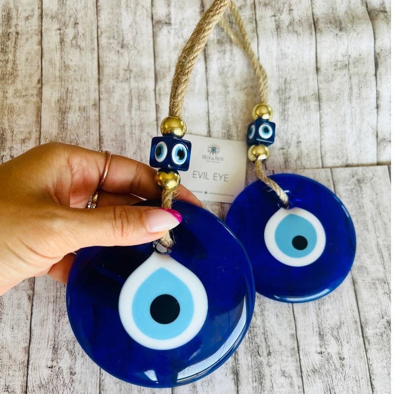 Blue Glass Evil Eye Wall Hanging