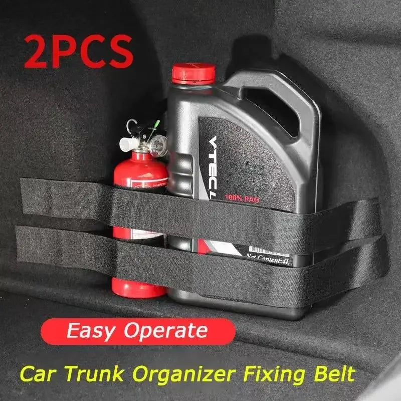Car Trunk Elastic Fixing Belts – Storage Bag Organizer & Fire Extinguisher Mount