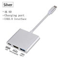 3 IN 1 USB C to HDMI-Compatible Adapter USB 3.1 Hub Type C Charging Converter for Samsung S23 Ultra iPhone 15 Laptop Macbook