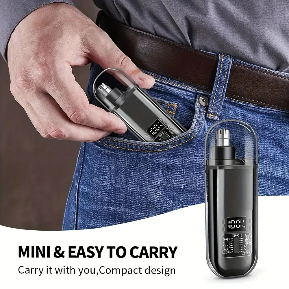 Nose & Ear Hair Trimmer for Men – USB-C Rechargeable Grooming Kit