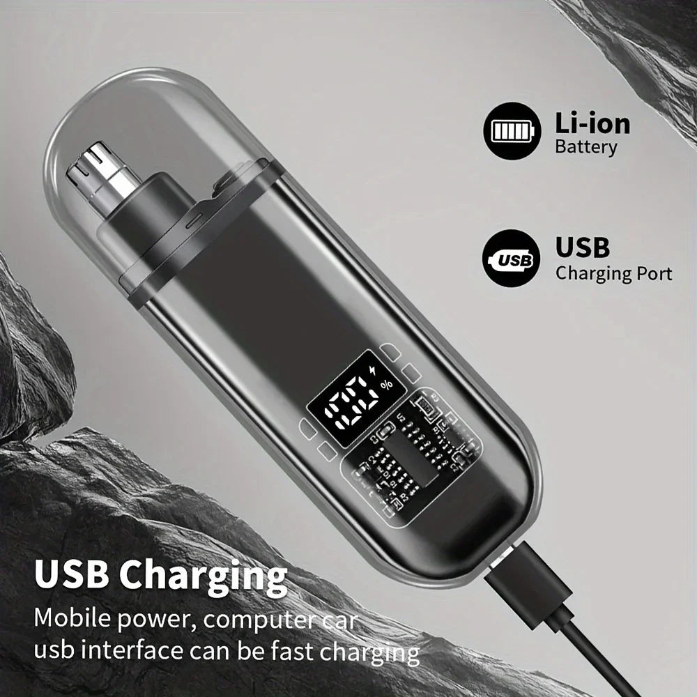 Nose & Ear Hair Trimmer for Men – USB-C Rechargeable Grooming Kit
