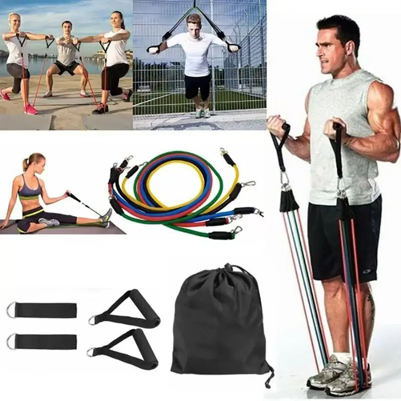 11pcs TPE Resistance Bands Set, Resistance Bands With Door Anchor, Handles, Carry Bag, Legs Ankle Straps, Exercise Bands, Workou