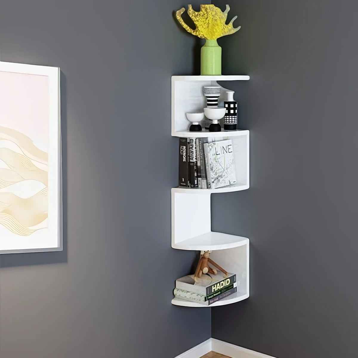 5-Tier Zigzag Corner Wall Shelf