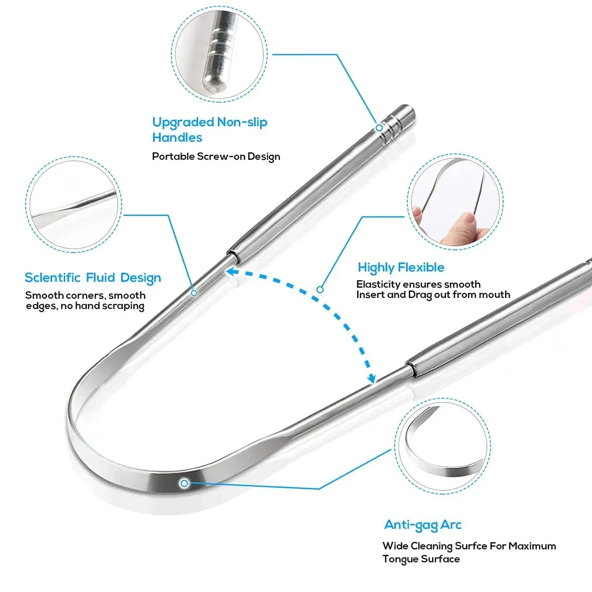 Stainless Steel Tongue Scraper – Premium Metal Cleaner for Adults & Kids