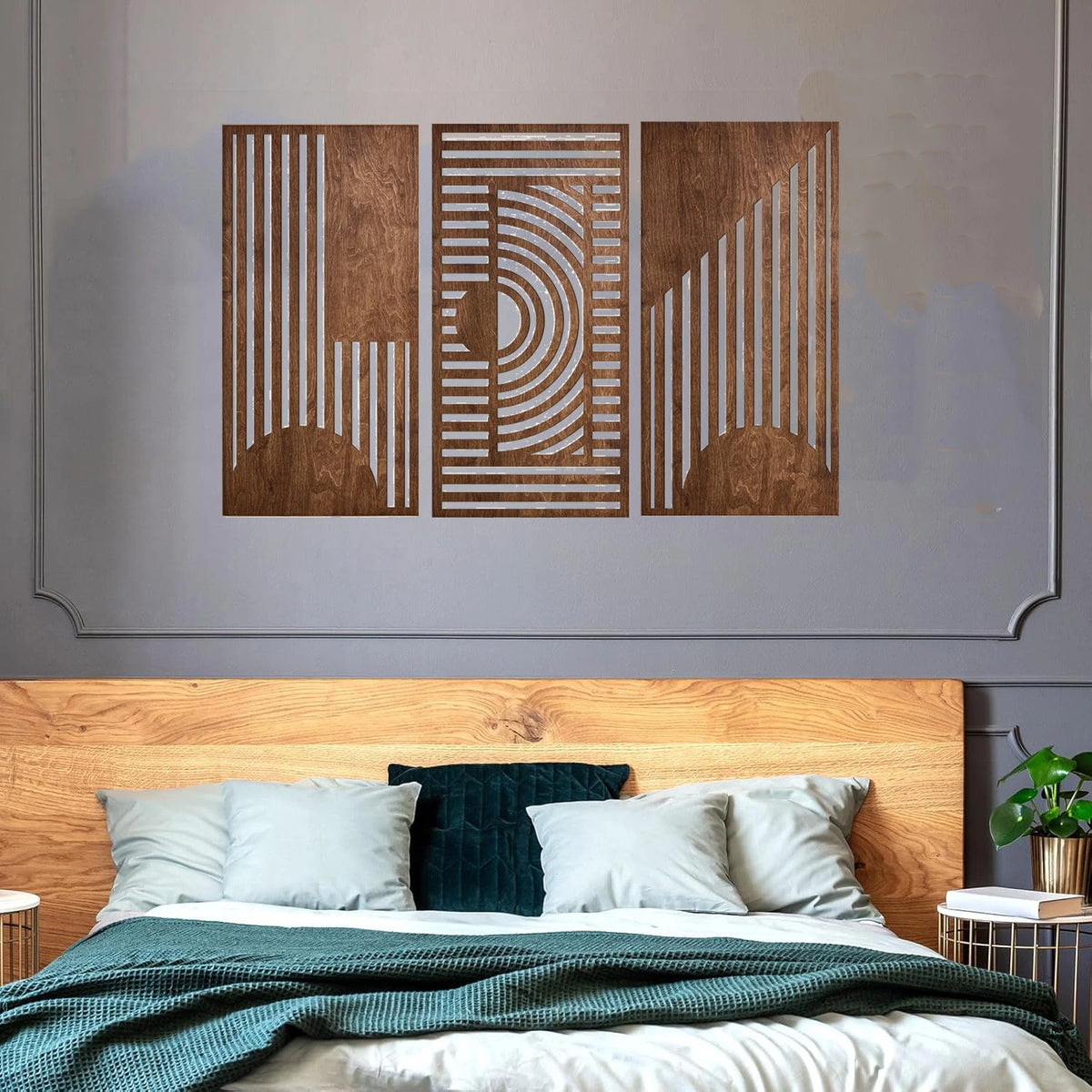 3-Piece Geometric Wooden Wall Art Set