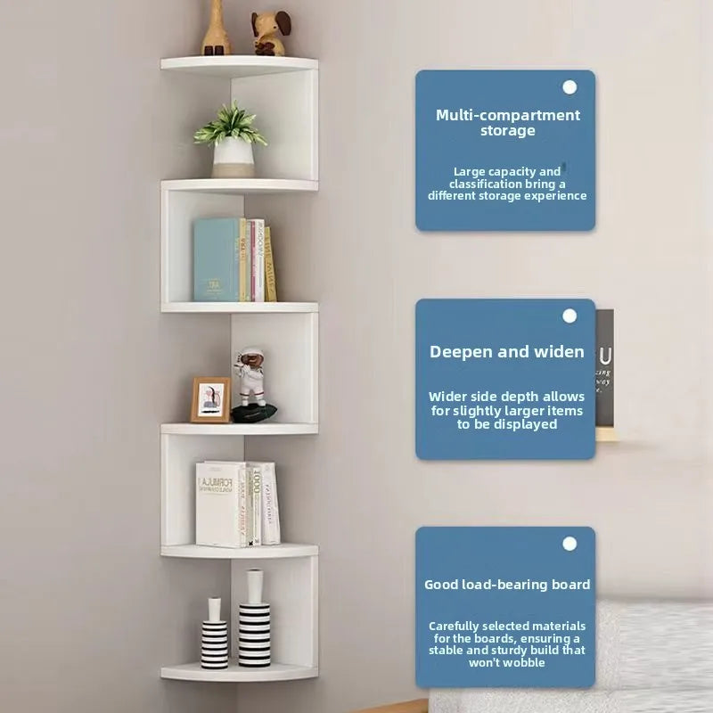 5-Tier Zigzag Corner Wall Shelf
