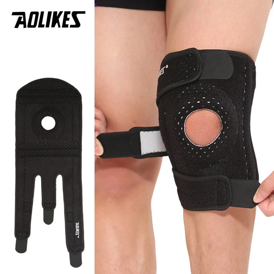 AOLIKES 1PCS New Knee Brace with Side Stabilizers - Adjustable Knee Support with Patella Gel Pad, Knee Wraps for Men & Women