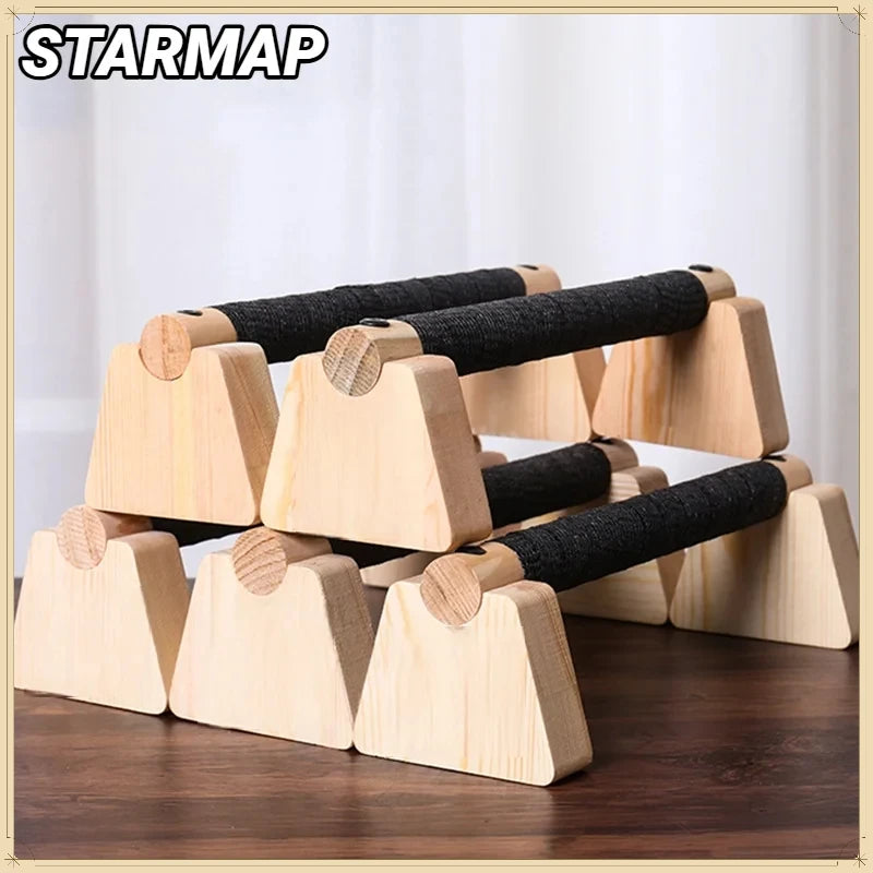 Wooden Push‑up Bar Stands 1Pair Push Ups Rack Handstand Parallel Rod Body Building Home Gym Fitness Training Equipment