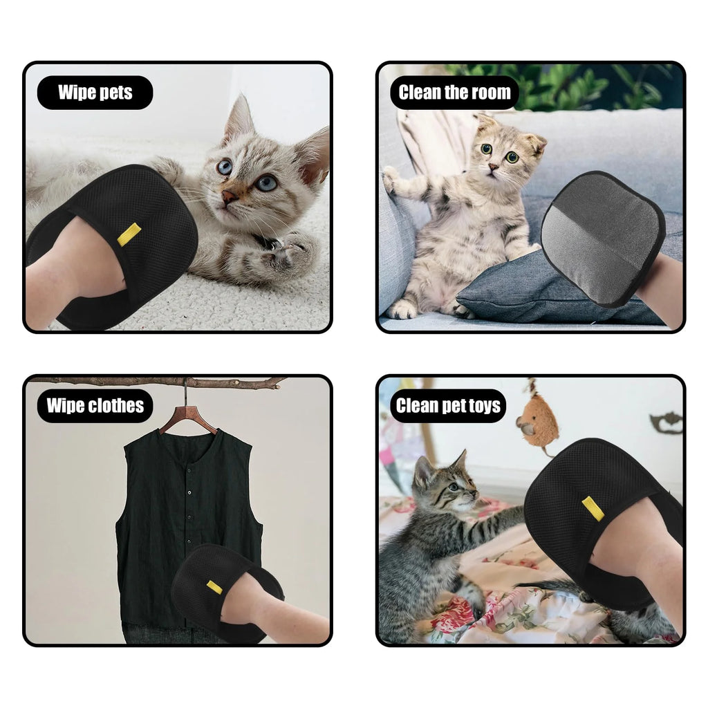 Double-Sided Pet Hair Removal Gloves – Reusable Static Grooming Gloves for Carpets & Furniture