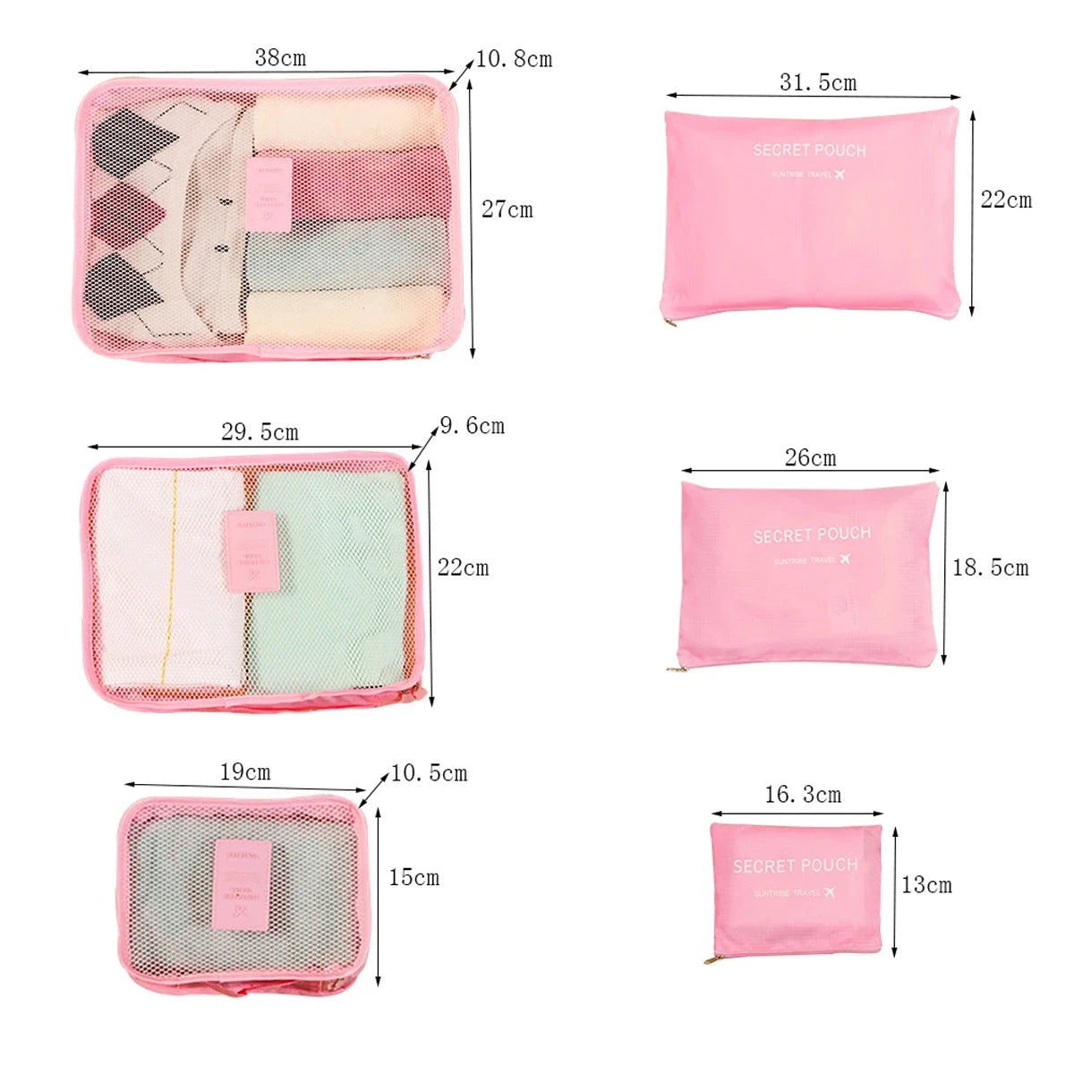 6-Piece Travel Packing Cube & Pouch Set