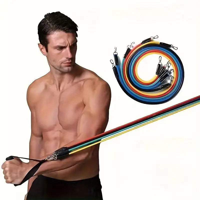 11pcs TPE Resistance Bands Set, Resistance Bands With Door Anchor, Handles, Carry Bag, Legs Ankle Straps, Exercise Bands, Workou