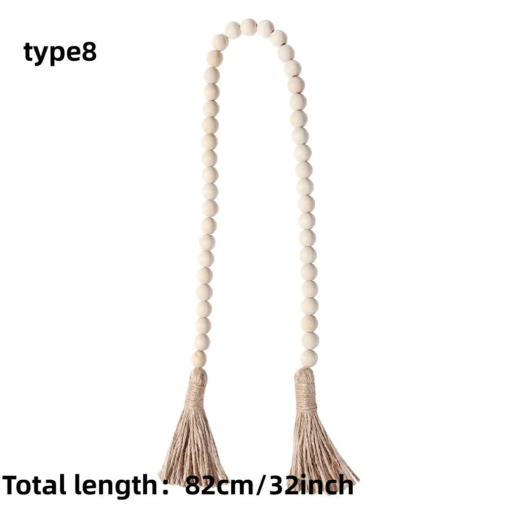 Boho Wood Bead Ornament with Jute Tassels