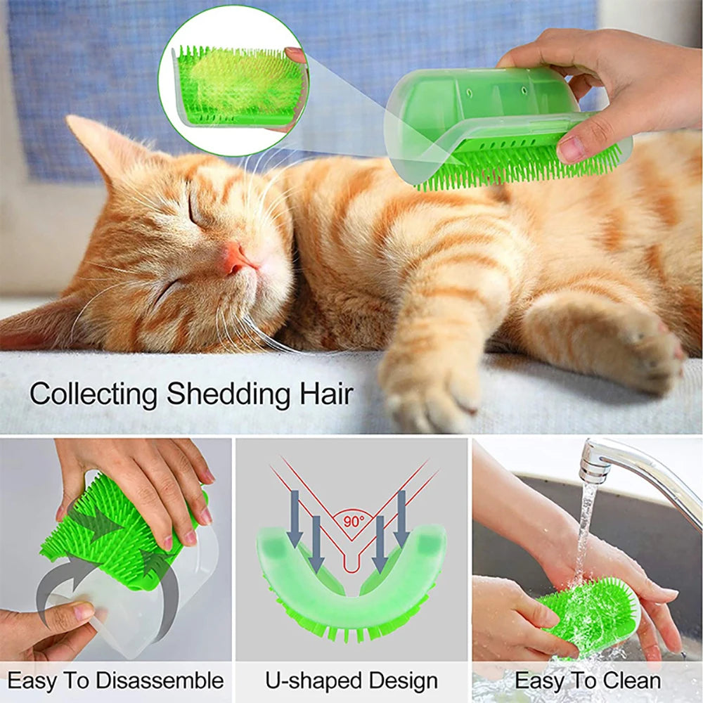 Cat Corner Self-Grooming Brush – Removable Scratcher Comb for Kittens & Cats