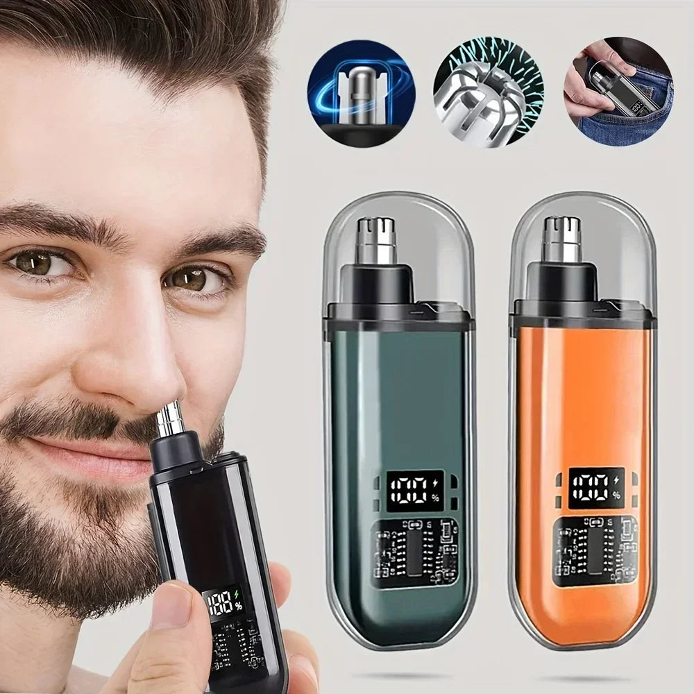 Nose & Ear Hair Trimmer for Men – USB-C Rechargeable Grooming Kit