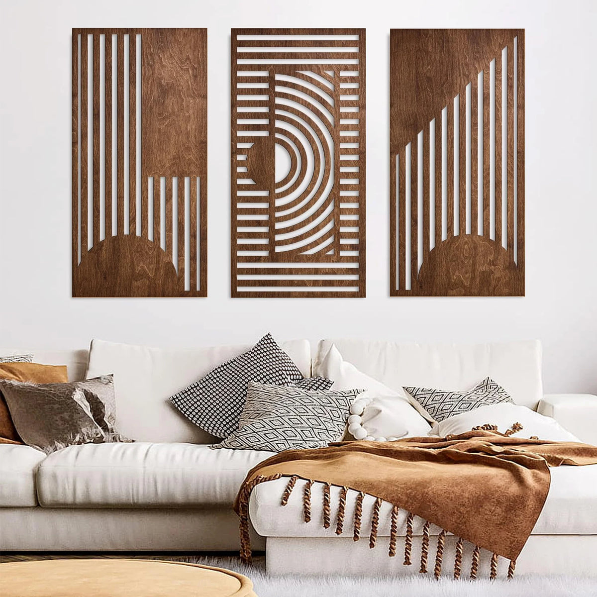 3-Piece Geometric Wooden Wall Art Set