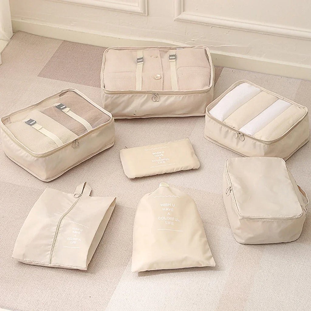 7-Piece Zippered Travel Packing Cube Set