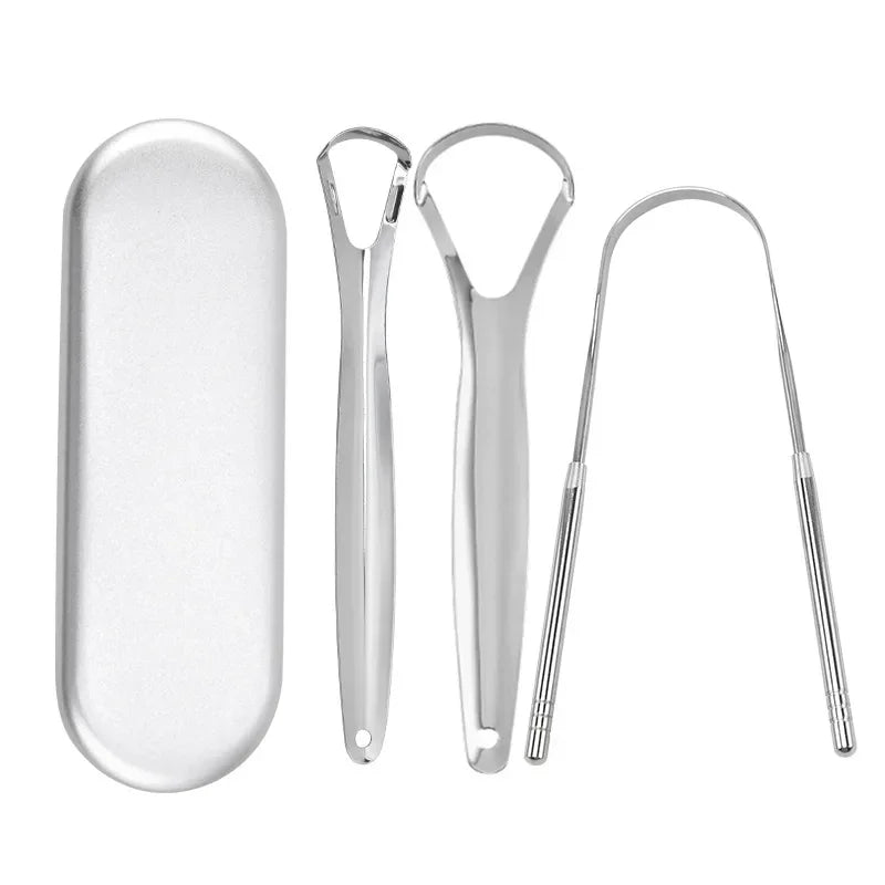 Premium 1pcs/3pcs Metal Tongue Scraper Cleaner for Adults & Kids Portable Stainless Steel Tongue Scrapers Brushes for Removing